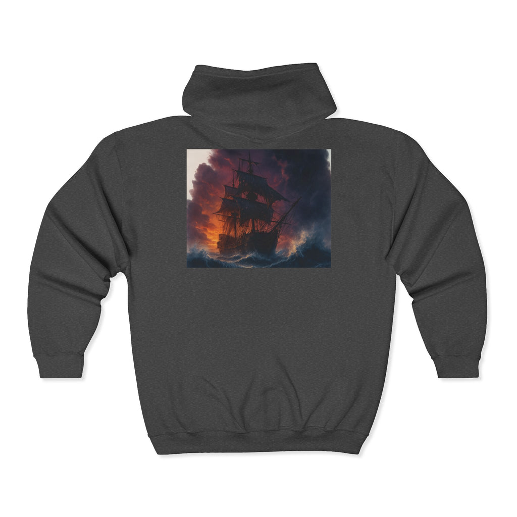 Stormy Skies Zip Hoodie Moody Cloudscape Art Full-Zip Sweatshirt