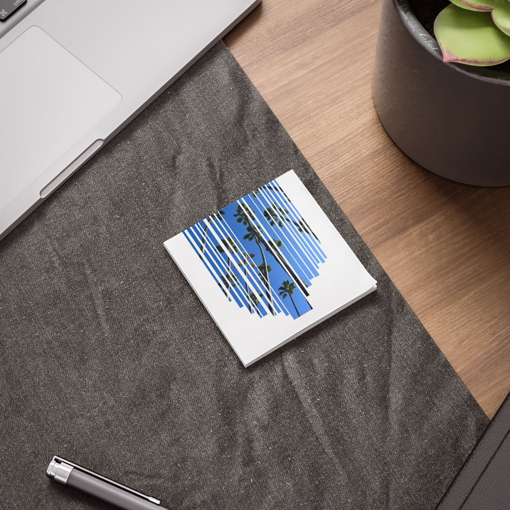 CA Palm Stripe Heart Post-it® Note Pads — Tropical Blue Sticky Notes