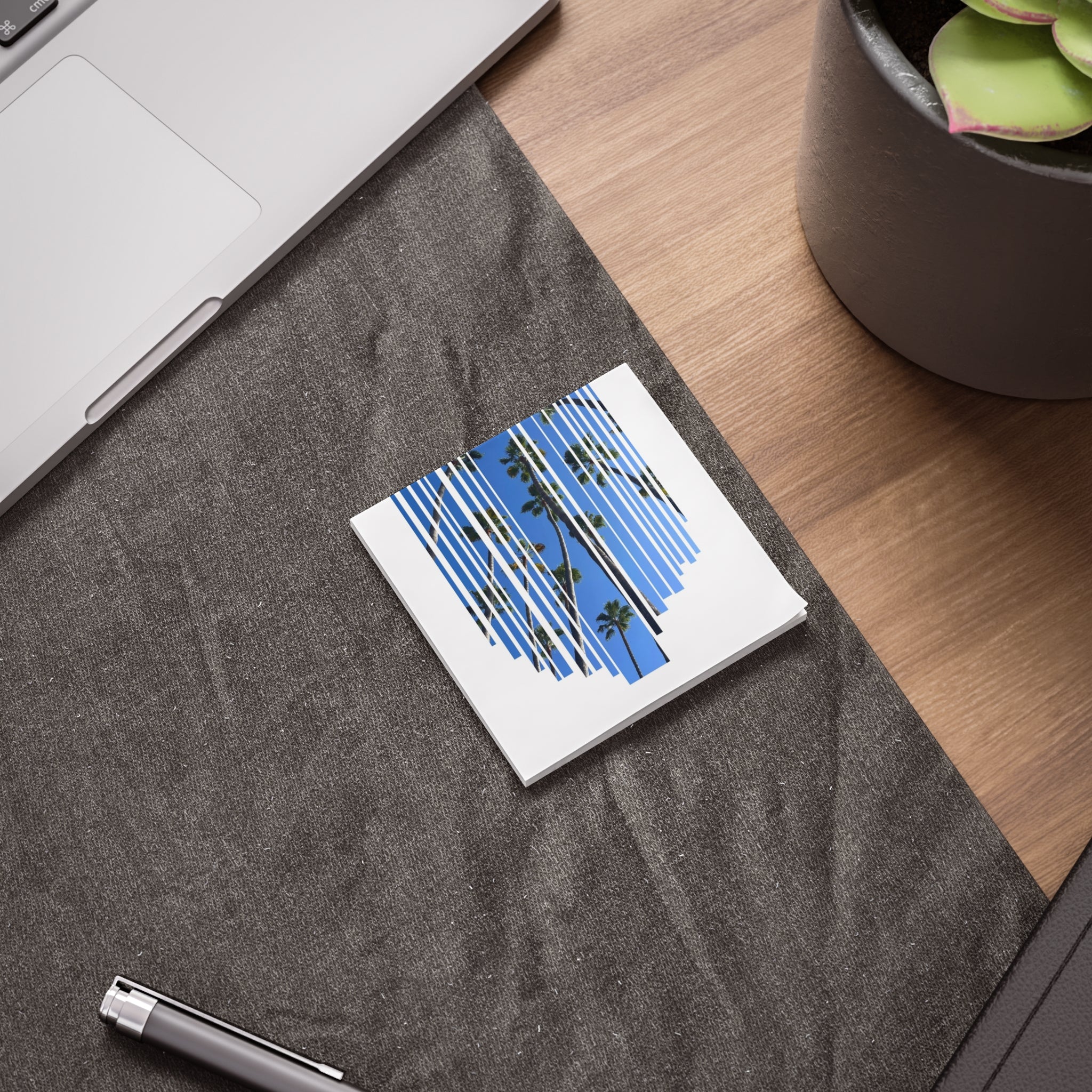 CA Palm Stripe Heart Post-it® Note Pads — Tropical Blue Sticky Notes