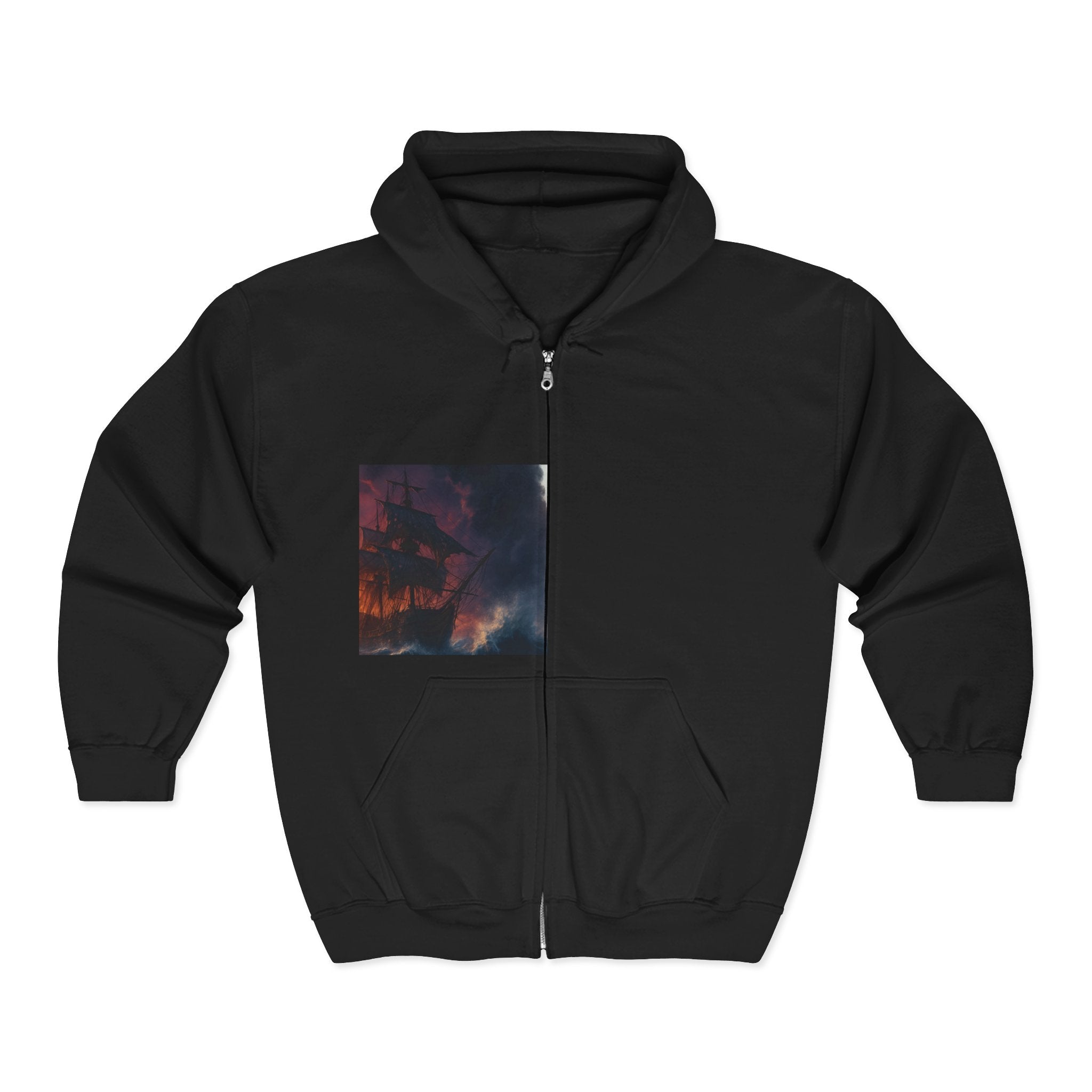 Stormy Skies Zip Hoodie Moody Cloudscape Art Full-Zip Sweatshirt