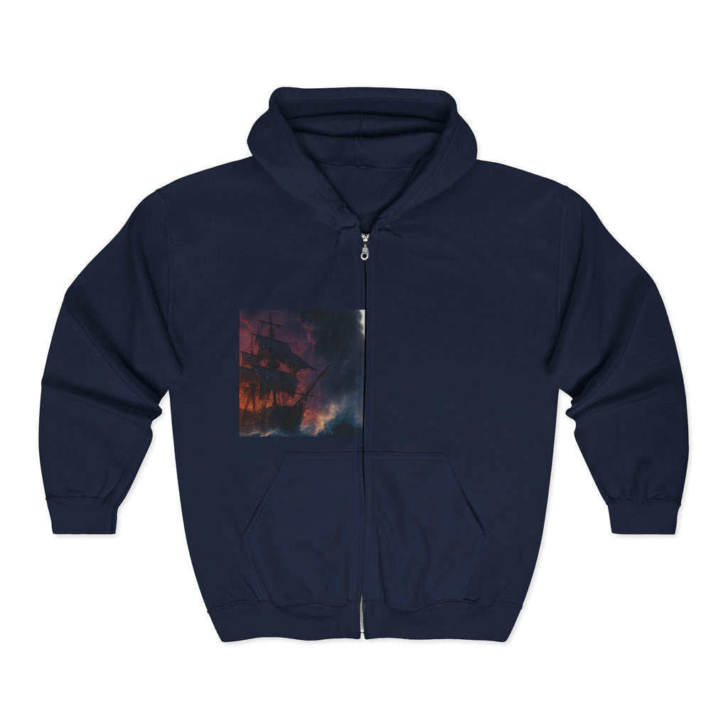Stormy Skies Zip Hoodie Moody Cloudscape Art Full-Zip Sweatshirt