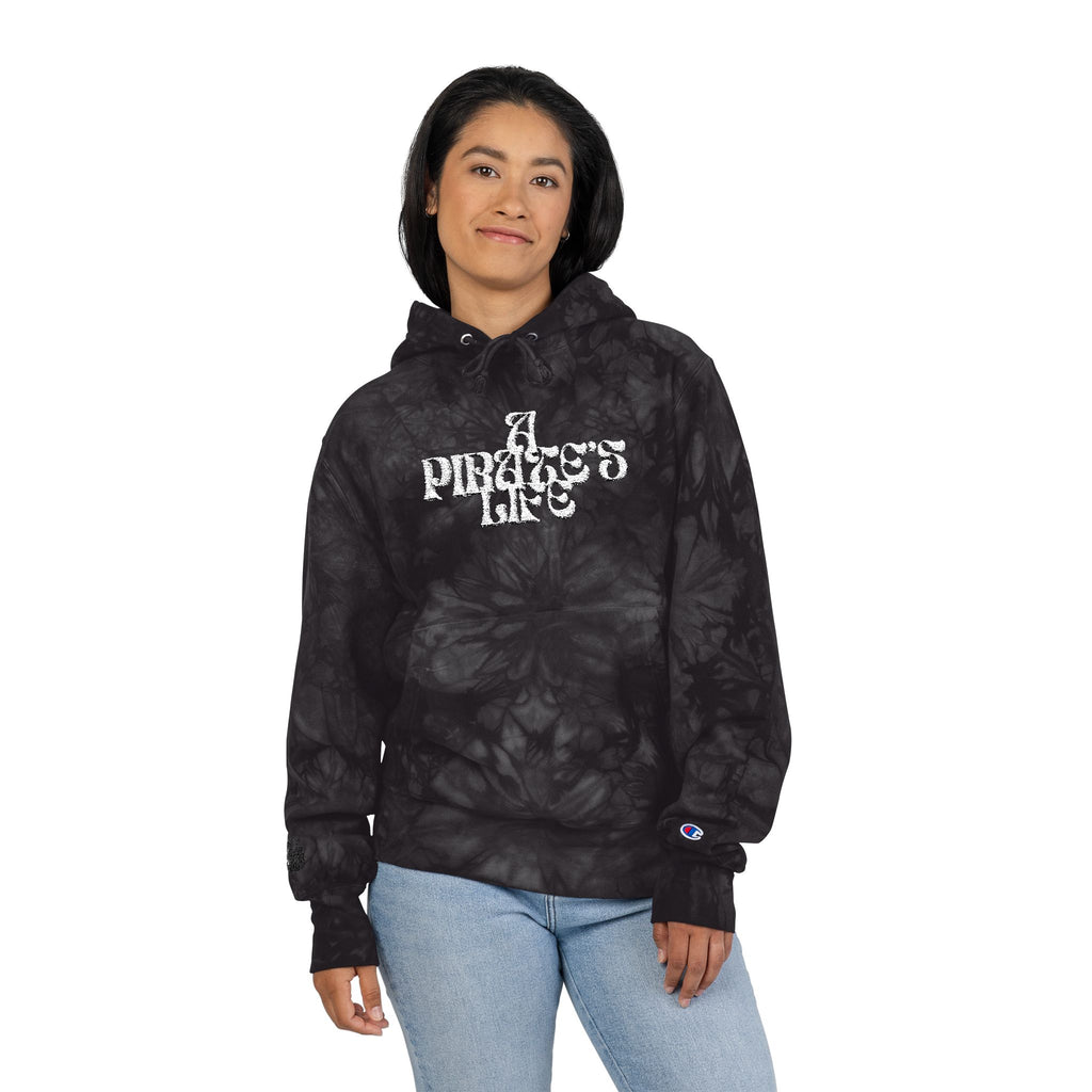 A Pirate's Life Tie-Dye Embroidered Hoodie Dark Marble