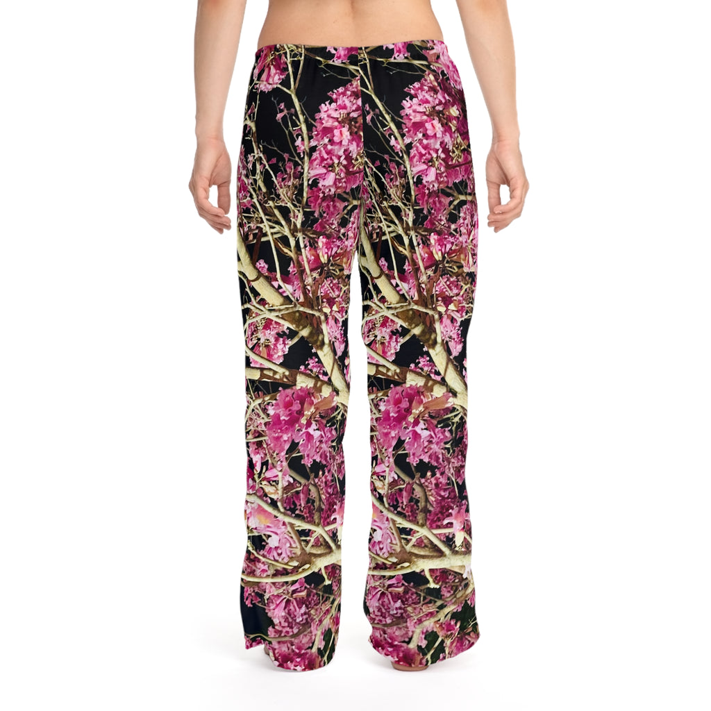 Women's Pajama Pants - Black and Pink Floral Comfy PJ Pants