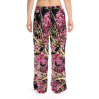 Women's Pajama Pants - Black and Pink Floral Comfy PJ Pants