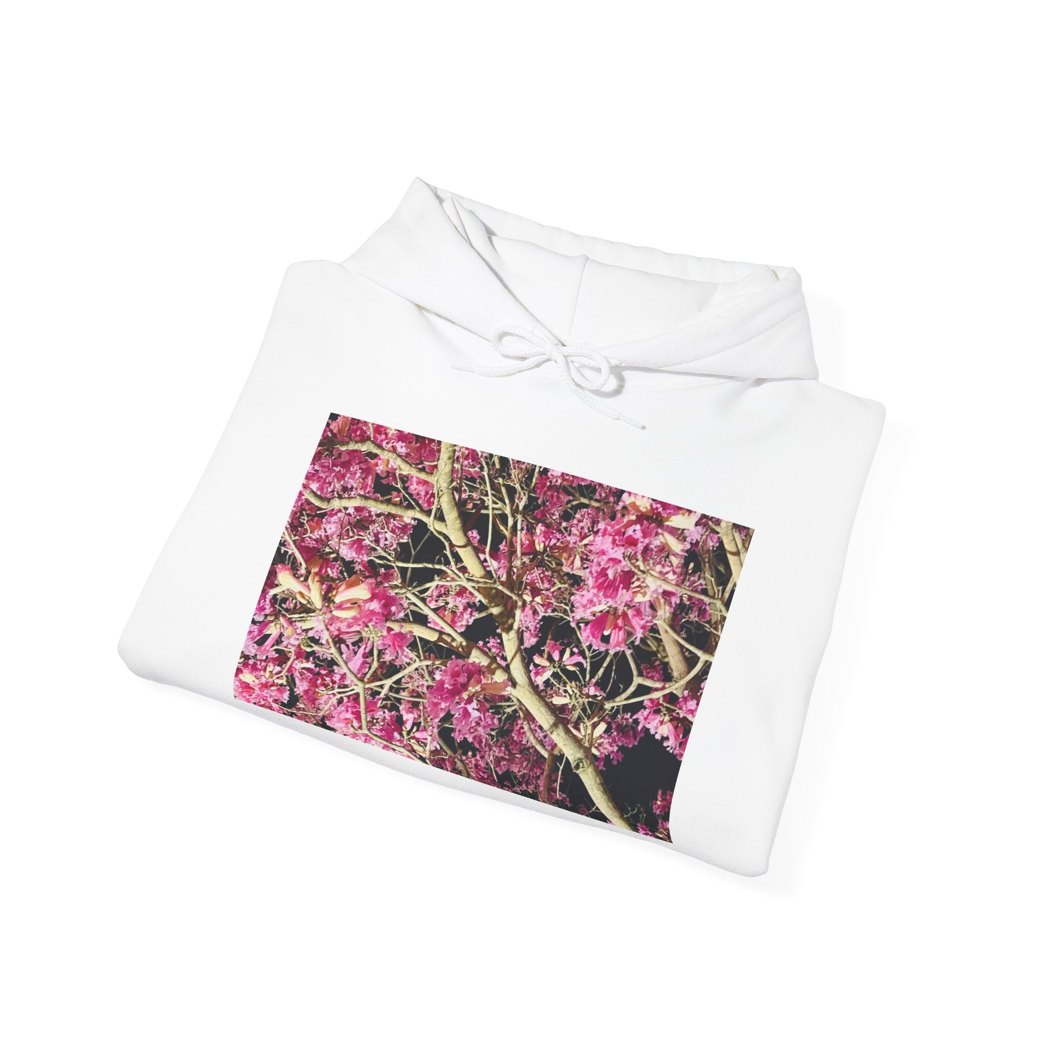 Blossom Photo Hoodie — Pink Floral Tree Print Hooded Sweatshirt