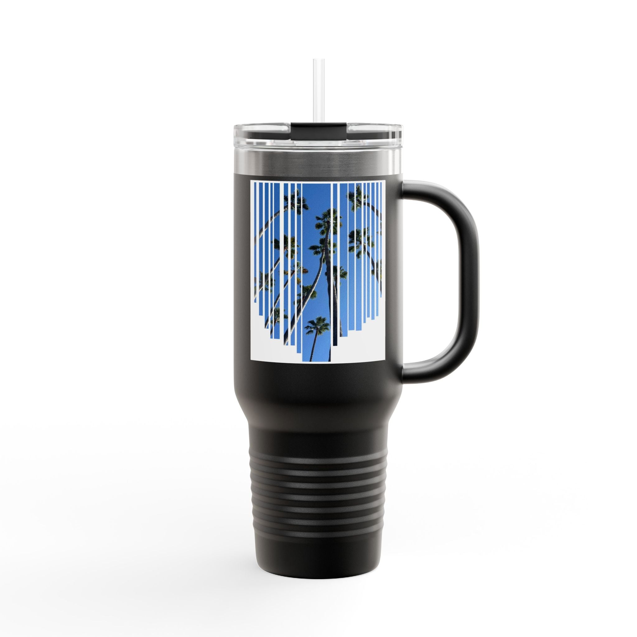 CA Palm 40oz Insulated Travel Mug — Stainless Palm Tree Tumbler