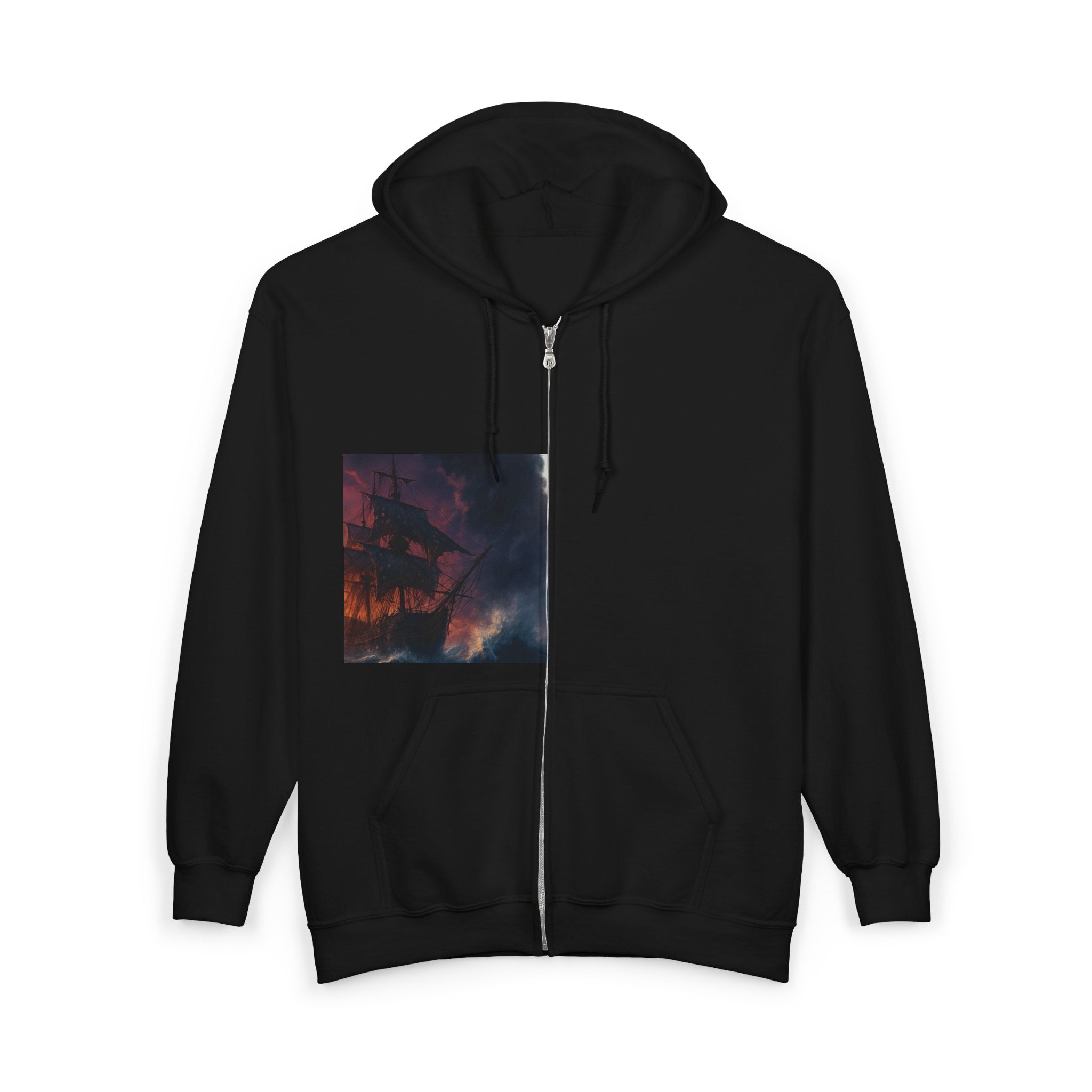 Stormy Skies Zip Hoodie Moody Cloudscape Art Full-Zip Sweatshirt