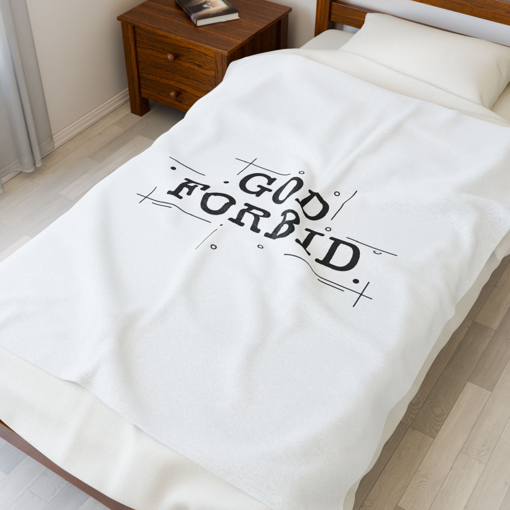 God Forbid Typewriter Text Velveteen Plush Blanket | sarcastic shirt vibe, 90s aesthetic humor