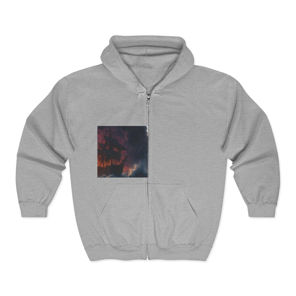 Stormy Skies Zip Hoodie Moody Cloudscape Art Full-Zip Sweatshirt