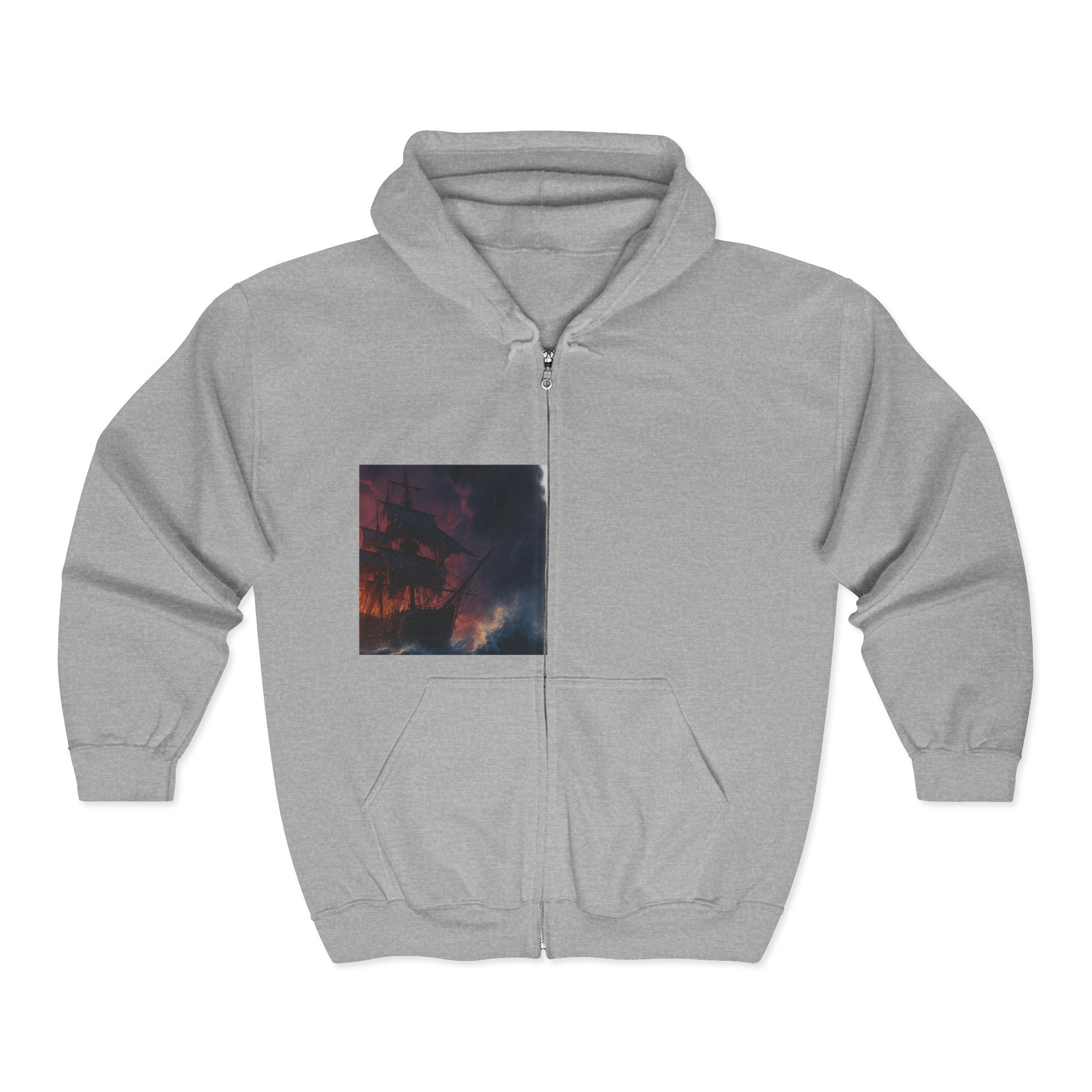 Stormy Skies Zip Hoodie Moody Cloudscape Art Full-Zip Sweatshirt