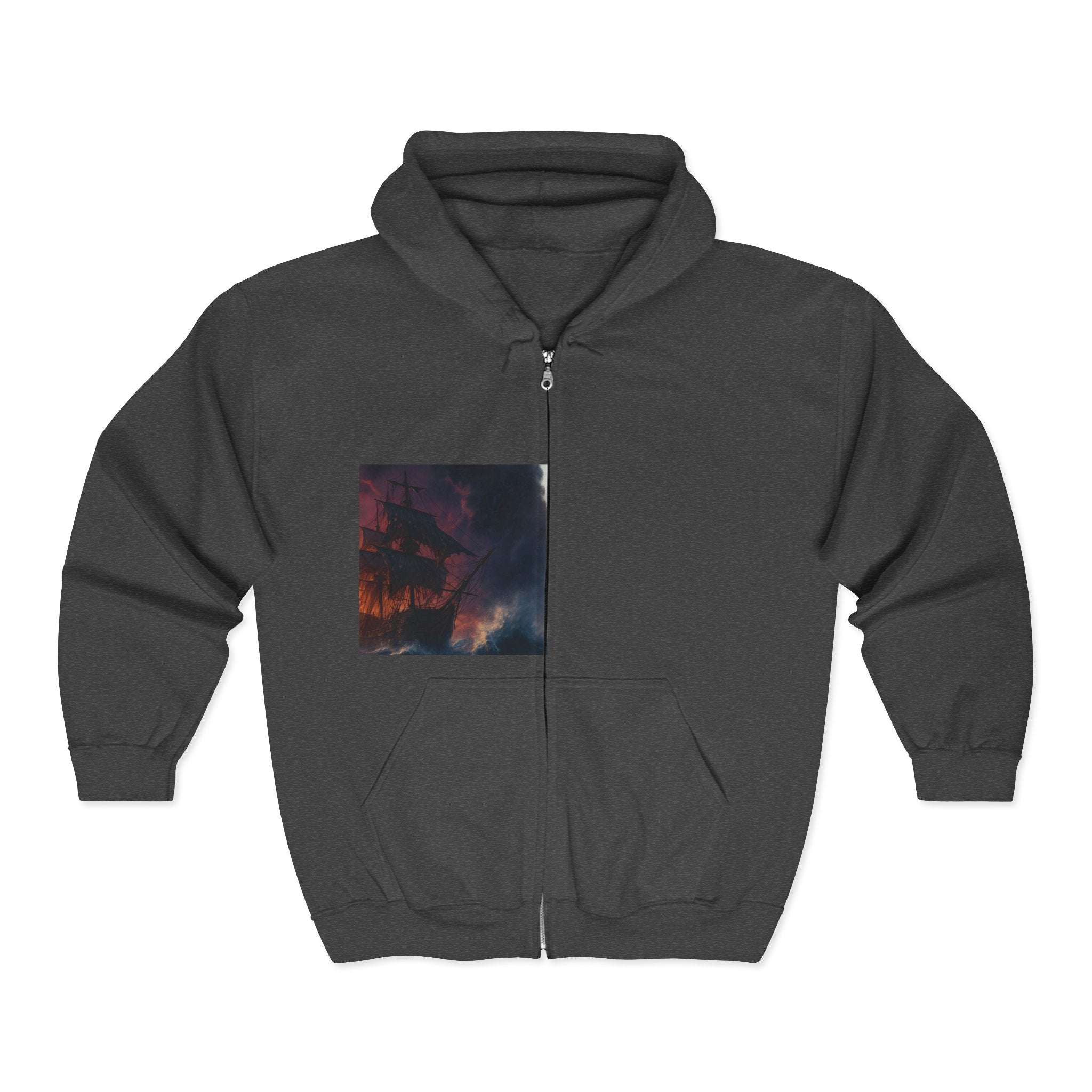 Stormy Skies Zip Hoodie Moody Cloudscape Art Full-Zip Sweatshirt