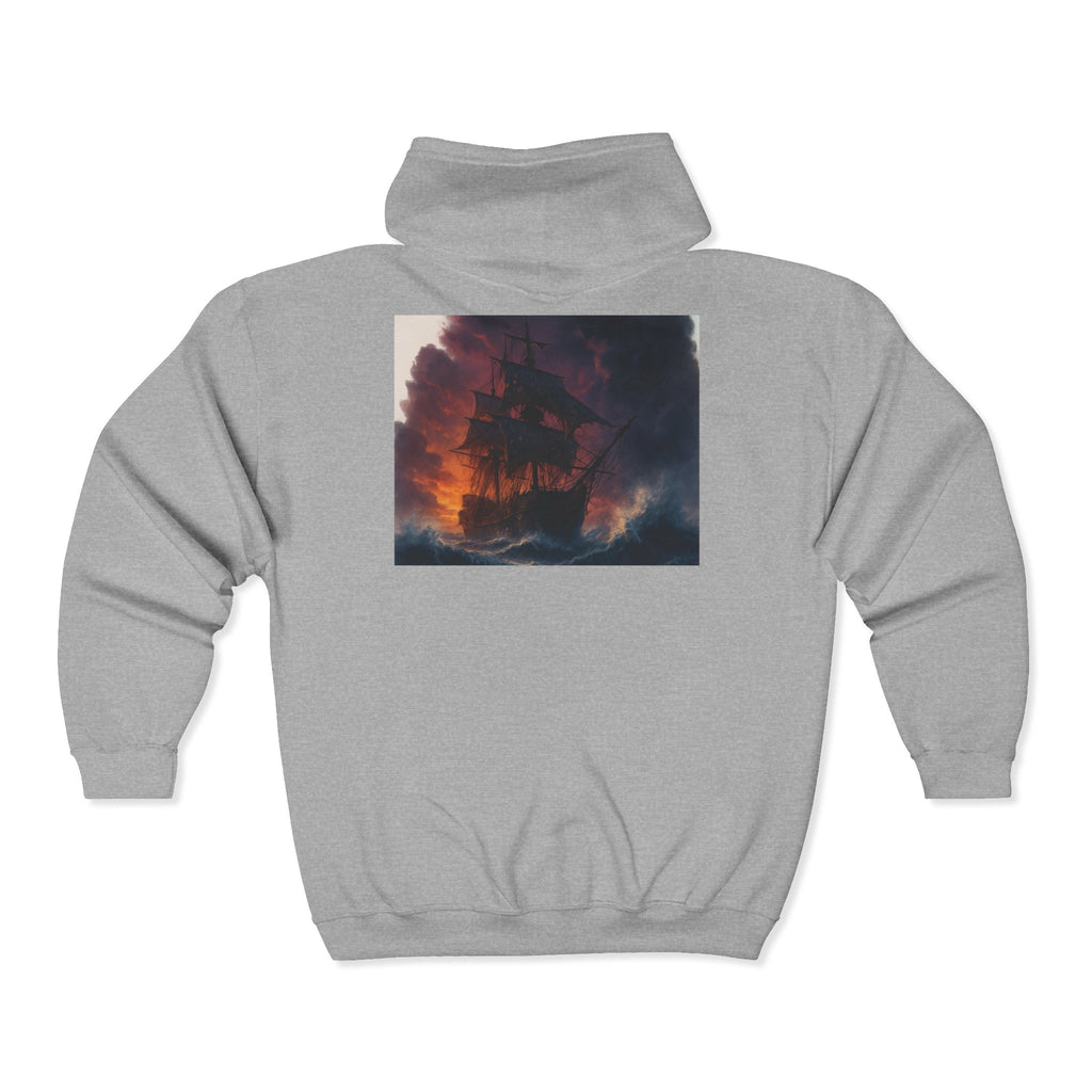 Stormy Skies Zip Hoodie Moody Cloudscape Art Full-Zip Sweatshirt