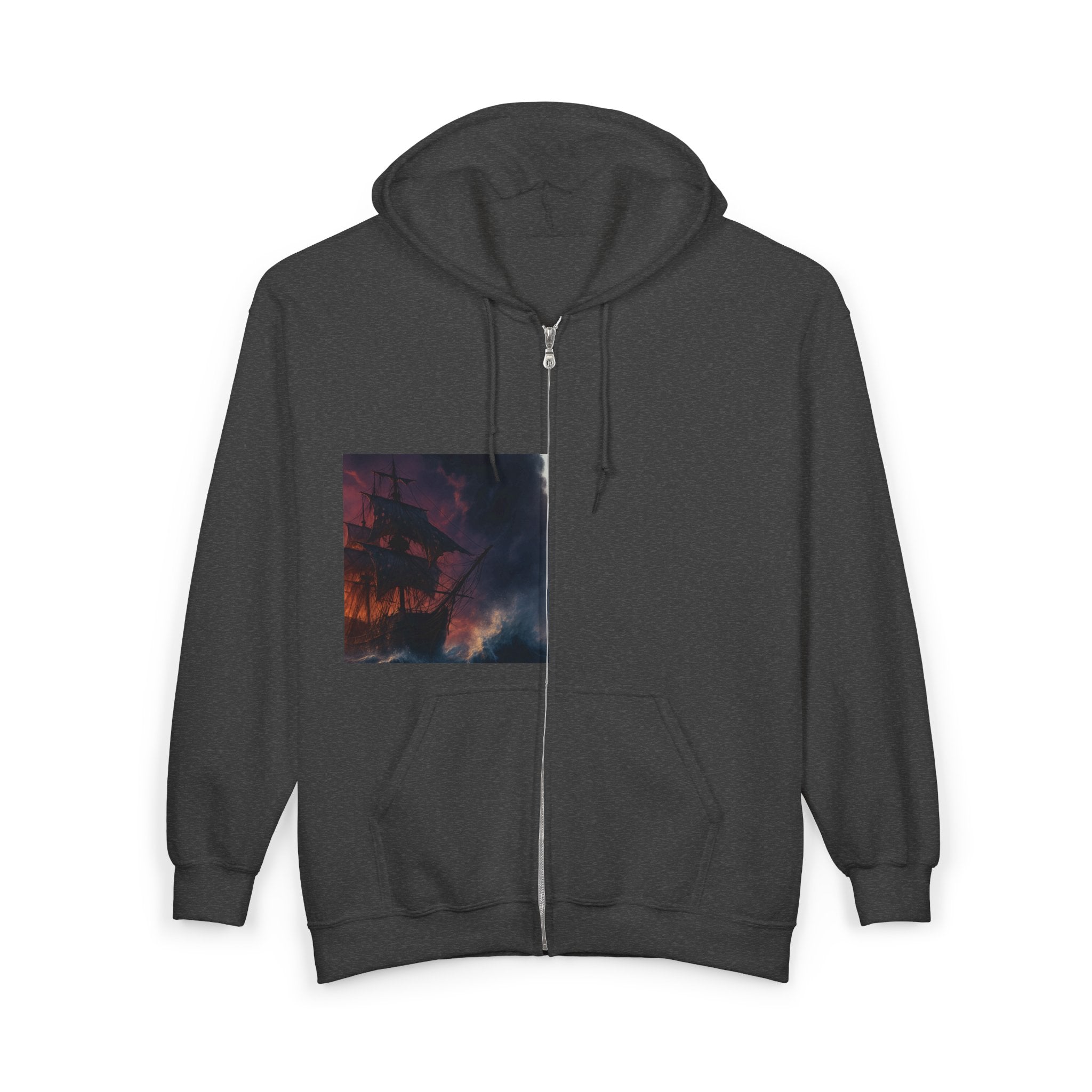 Stormy Skies Zip Hoodie Moody Cloudscape Art Full-Zip Sweatshirt