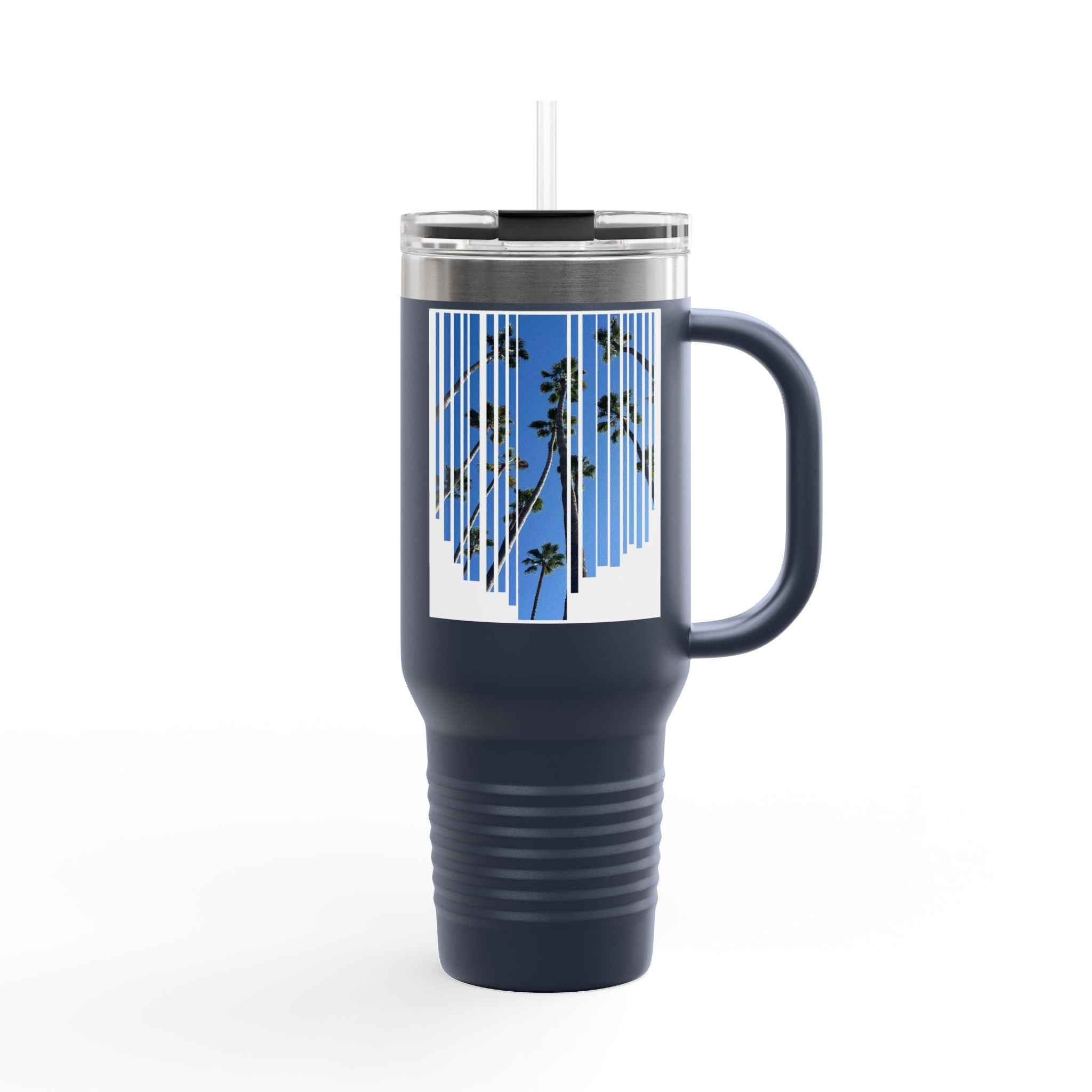 CA Palm 40oz Insulated Travel Mug — Stainless Palm Tree Tumbler