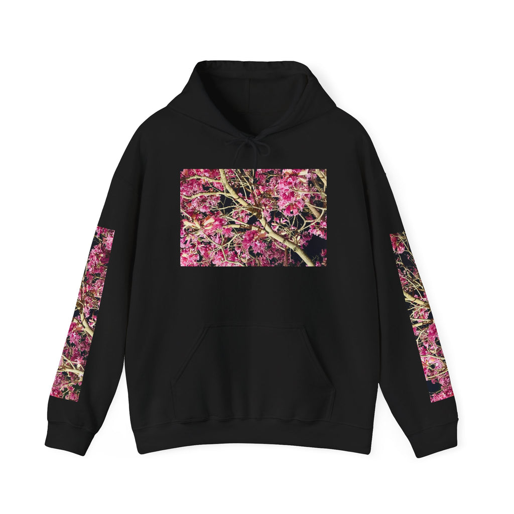 Blossom Photo Hoodie — Pink Floral Tree Print Hooded Sweatshirt