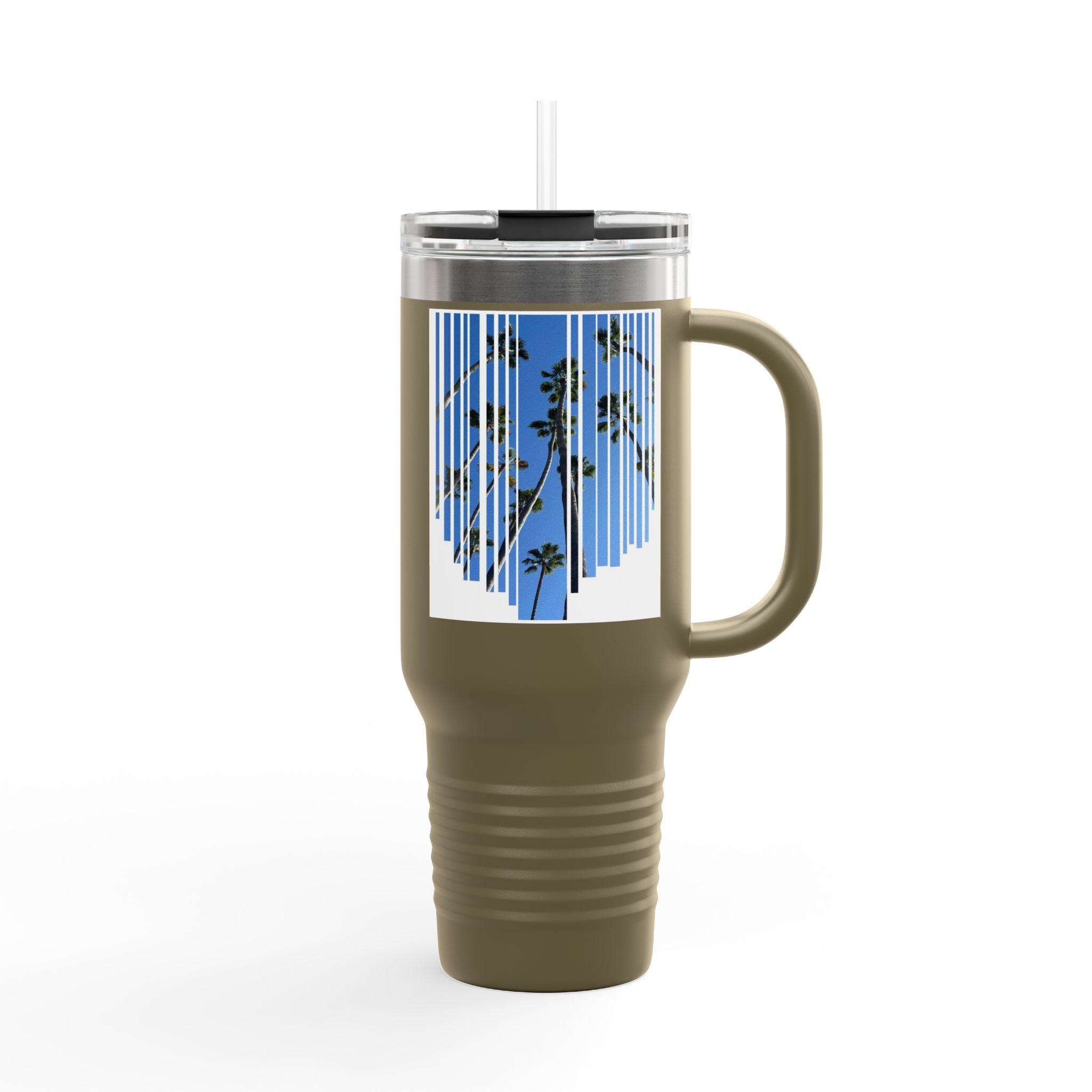 CA Palm 40oz Insulated Travel Mug — Stainless Palm Tree Tumbler