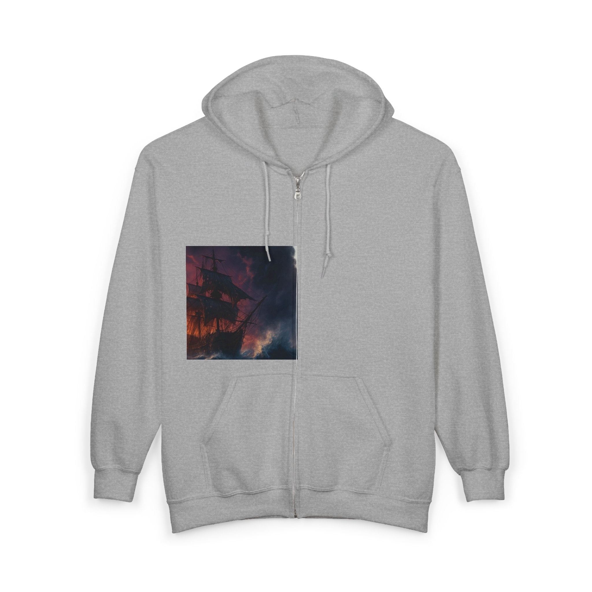 Stormy Skies Zip Hoodie Moody Cloudscape Art Full-Zip Sweatshirt
