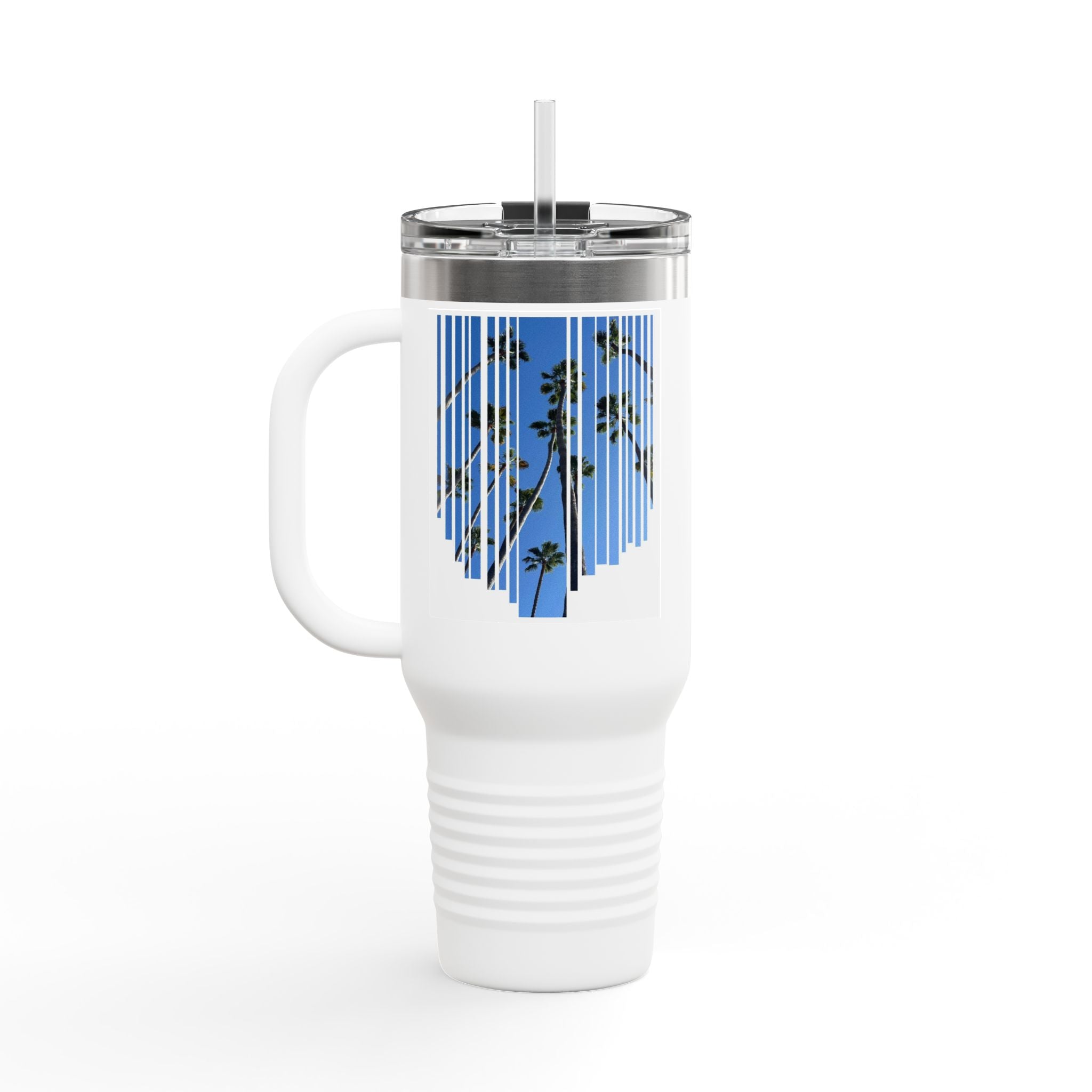 CA Palm 40oz Insulated Travel Mug — Stainless Palm Tree Tumbler
