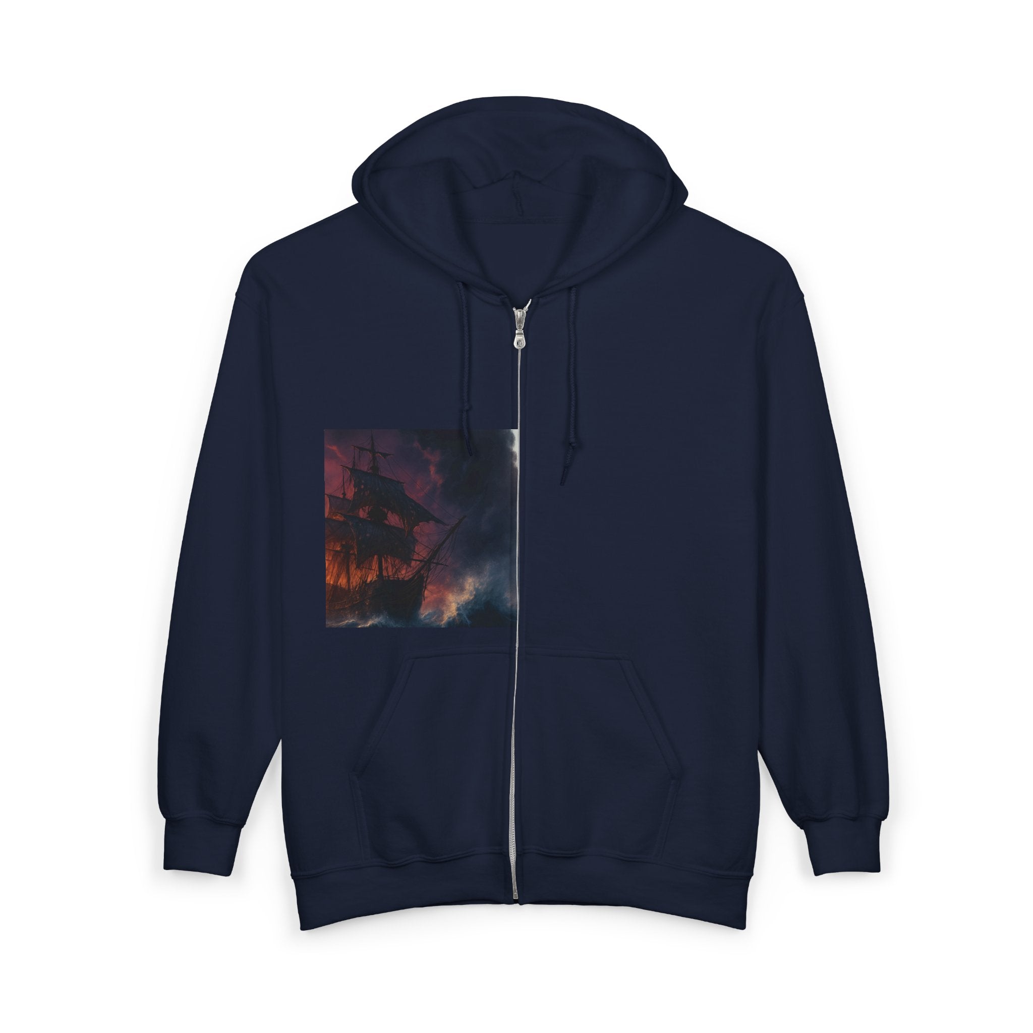 Stormy Skies Zip Hoodie Moody Cloudscape Art Full-Zip Sweatshirt
