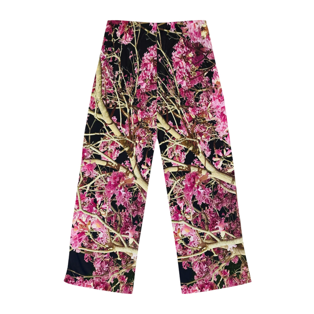 Women's Pajama Pants - Black and Pink Floral Comfy PJ Pants