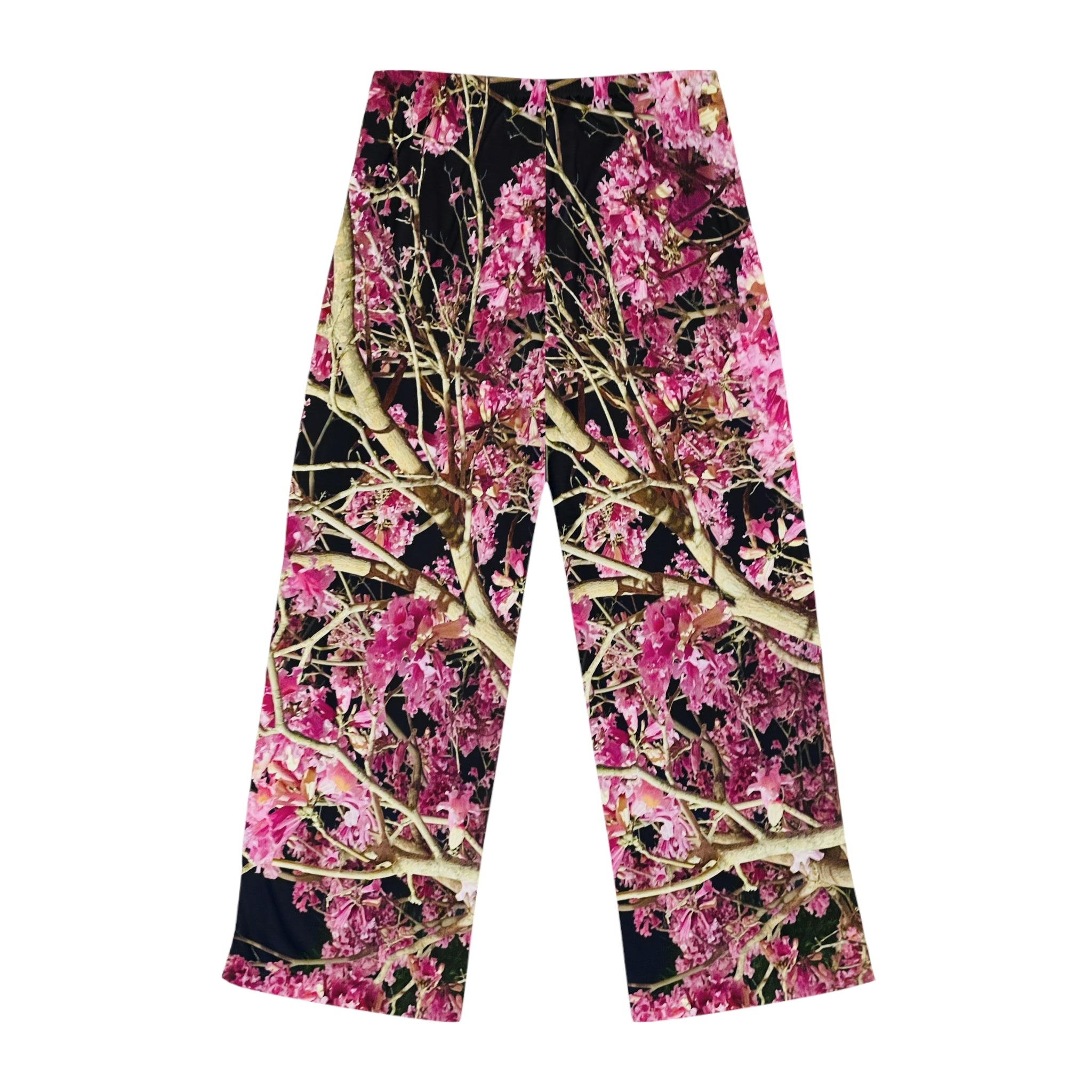 Women's Pajama Pants - Black and Pink Floral Comfy PJ Pants
