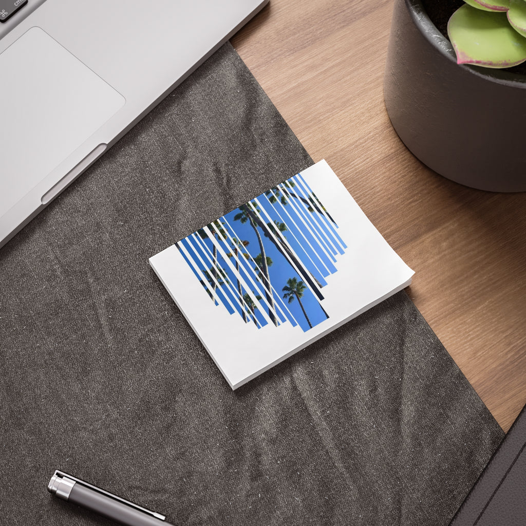 CA Palm Stripe Heart Post-it® Note Pads — Tropical Blue Sticky Notes