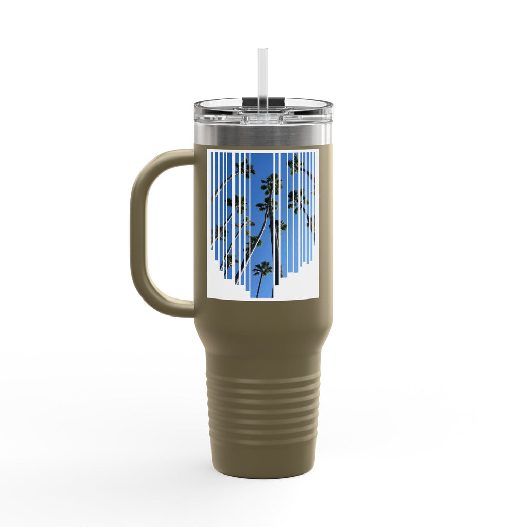 CA Palm 40oz Insulated Travel Mug — Stainless Palm Tree Tumbler