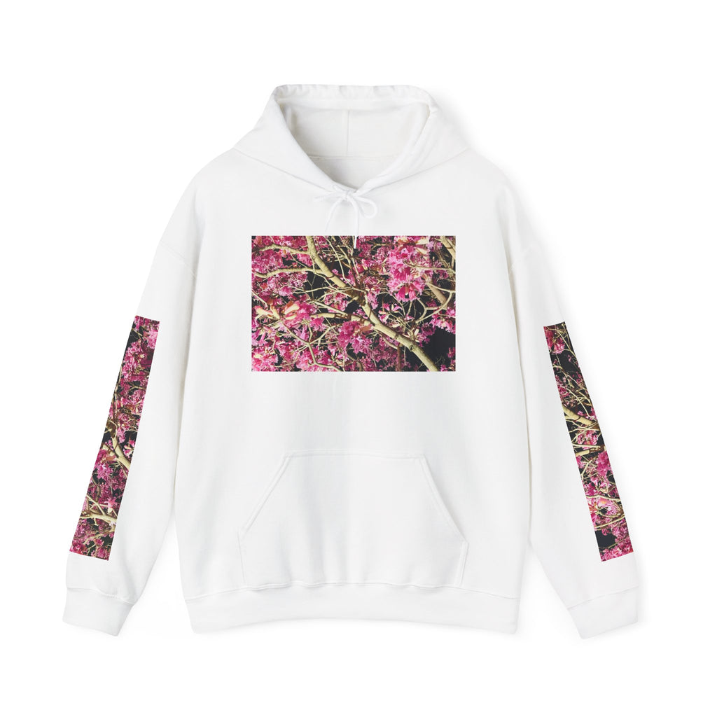 Blossom Photo Hoodie — Pink Floral Tree Print Hooded Sweatshirt