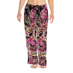 Women's Pajama Pants - Black and Pink Floral Comfy PJ Pants