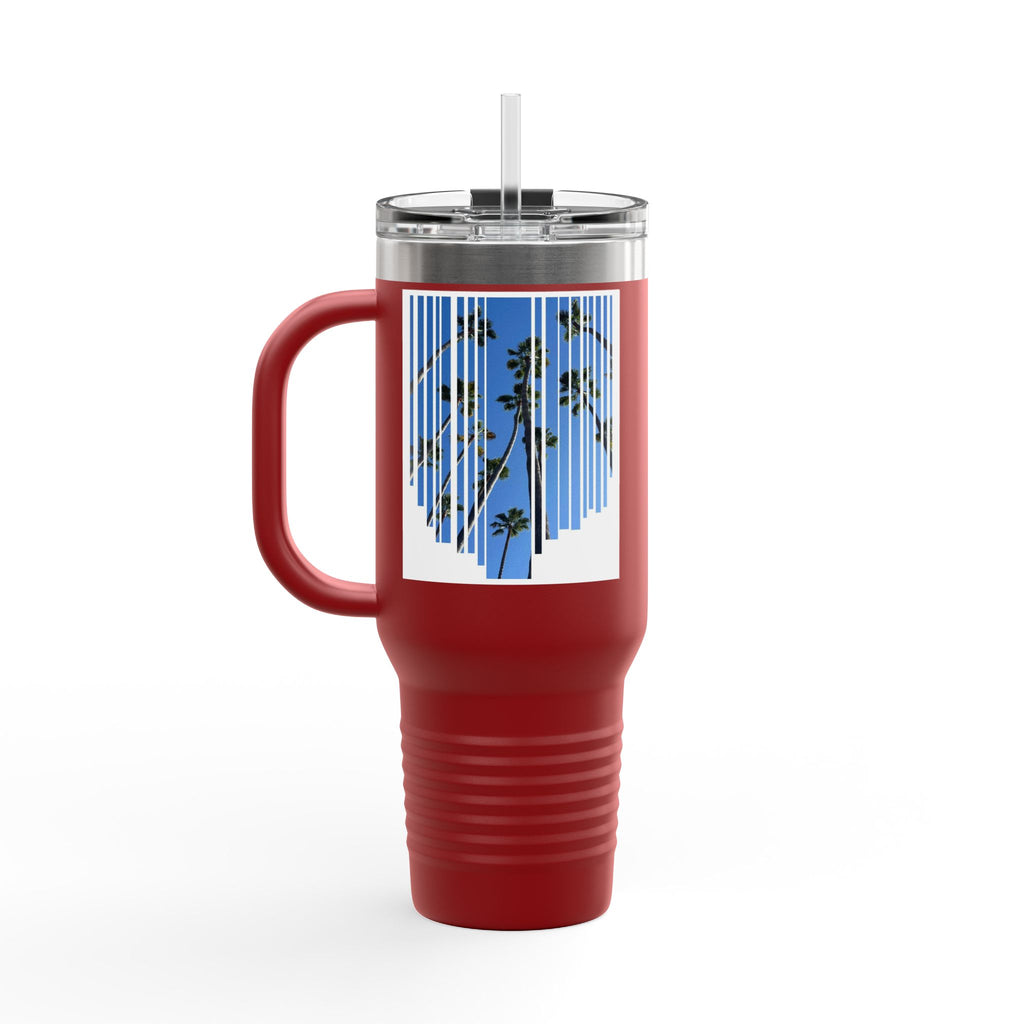 CA Palm 40oz Insulated Travel Mug — Stainless Palm Tree Tumbler
