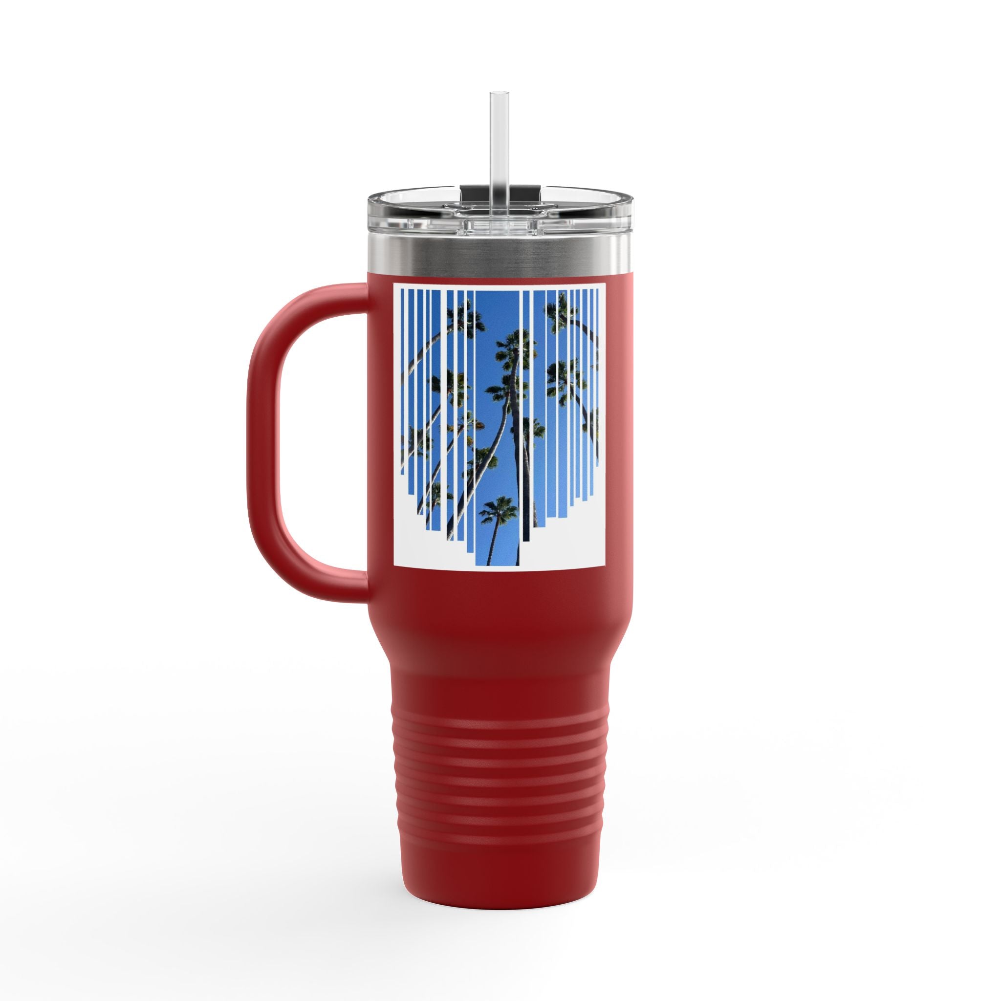 CA Palm 40oz Insulated Travel Mug — Stainless Palm Tree Tumbler