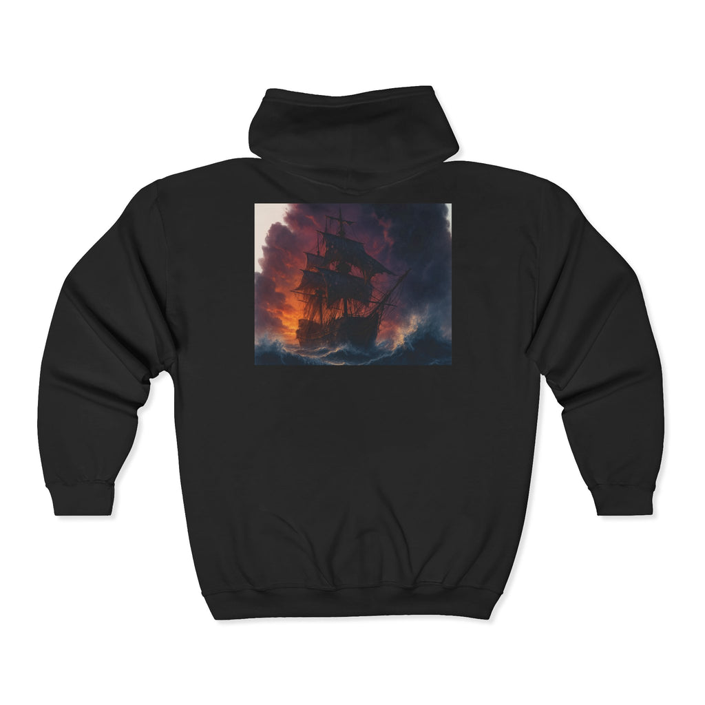 Stormy Skies Zip Hoodie Moody Cloudscape Art Full-Zip Sweatshirt