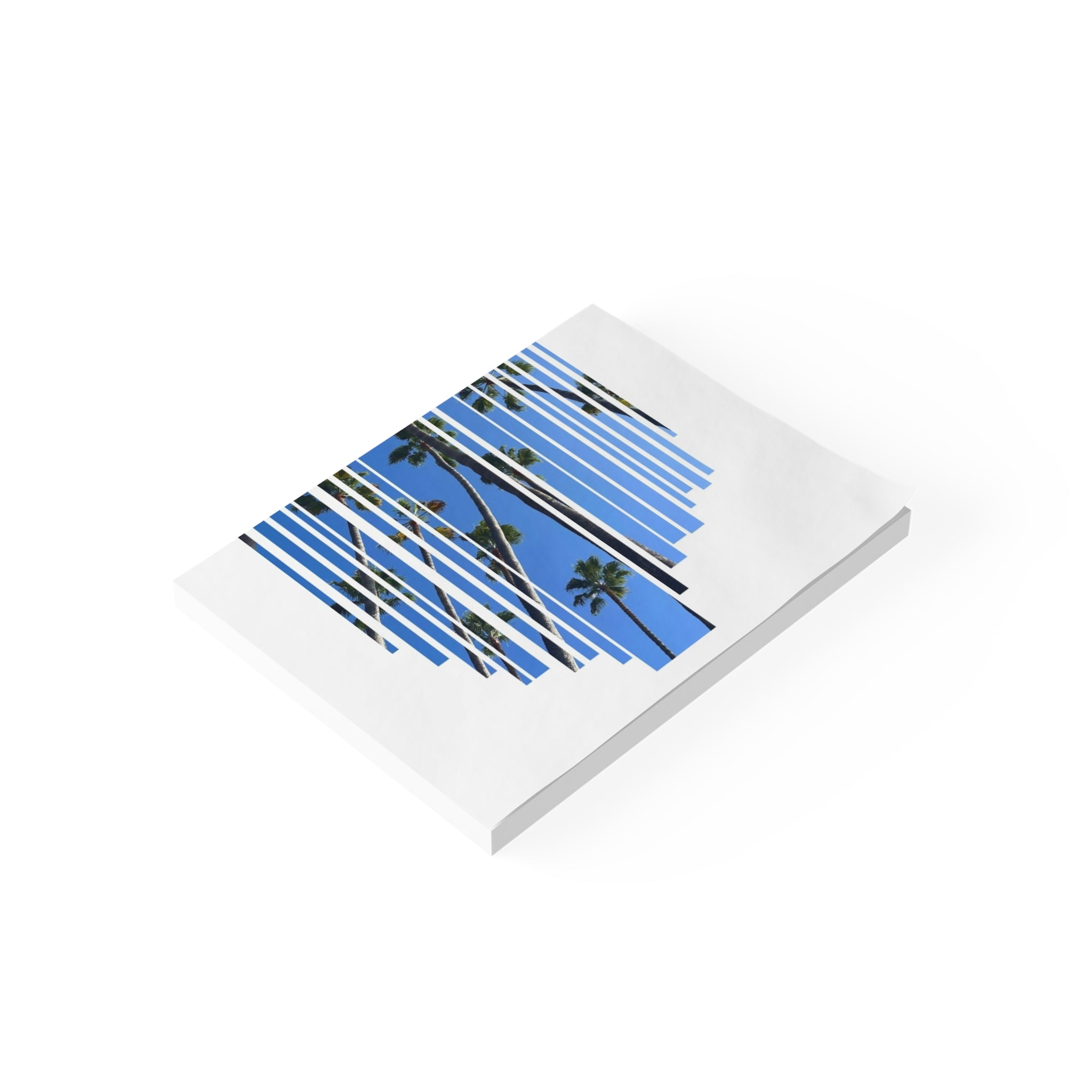 CA Palm Stripe Heart Post-it® Note Pads — Tropical Blue Sticky Notes