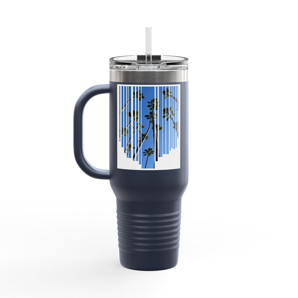 CA Palm 40oz Insulated Travel Mug — Stainless Palm Tree Tumbler