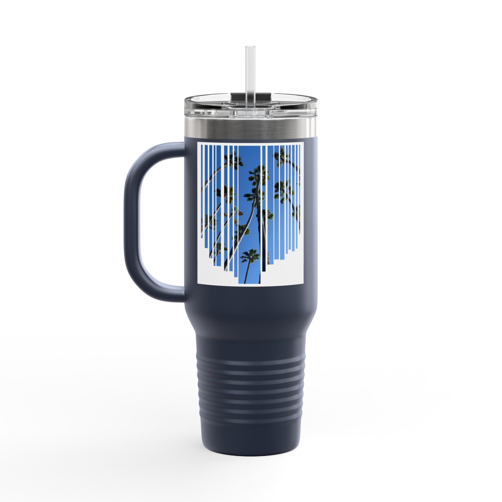 CA Palm 40oz Insulated Travel Mug — Stainless Palm Tree Tumbler